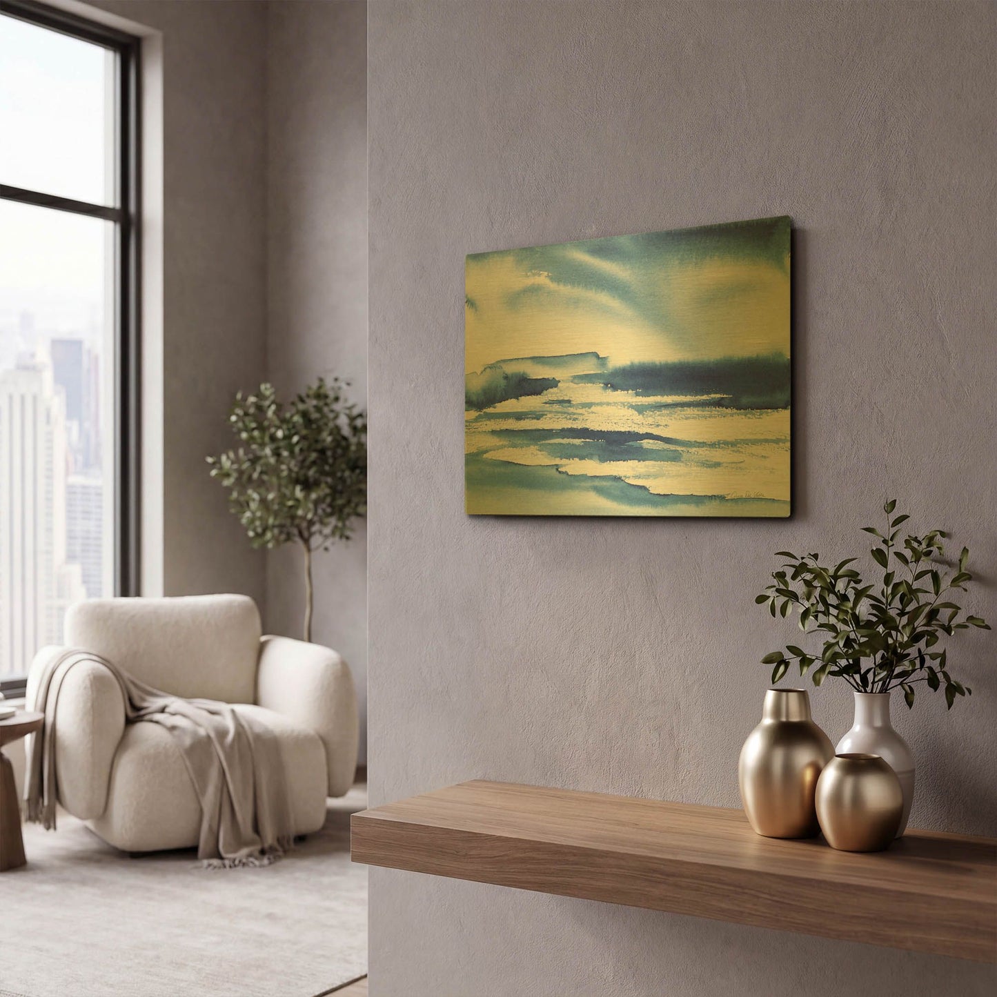 'Ocean Blue I' By Alan Majchrowicz Gold Metal Wall Art