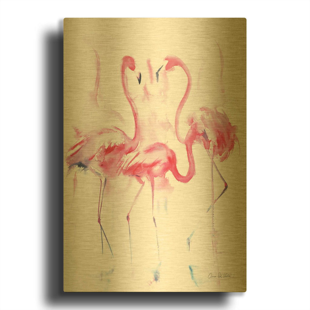 'Flamingo Trio' By Alan Majchrowicz Gold Metal Wall Art
