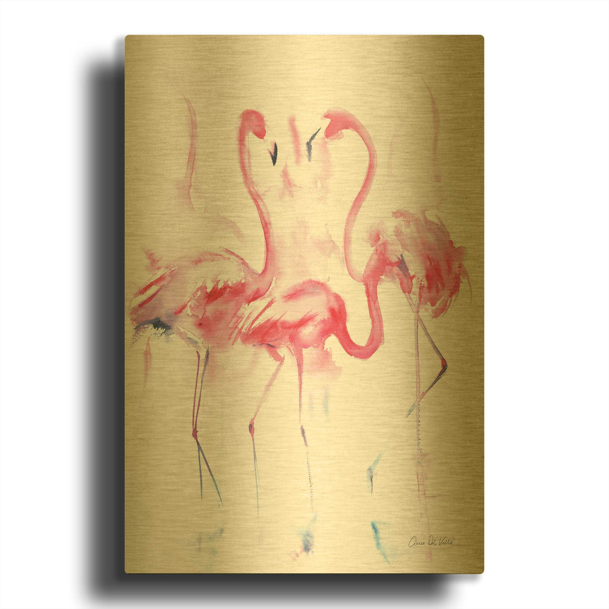 'Flamingo Trio' By Alan Majchrowicz Gold Metal Wall Art