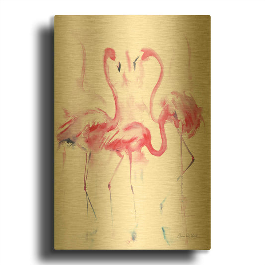 'Flamingo Trio' By Alan Majchrowicz Gold Metal Wall Art