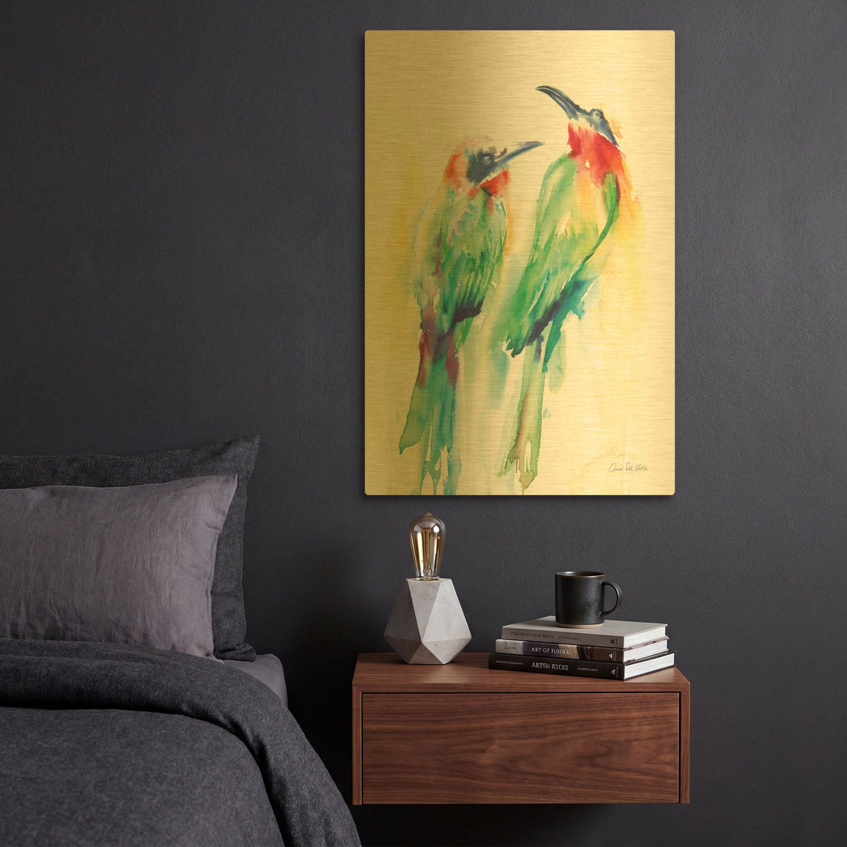 'Tropical Birds' By Alan Majchrowicz Gold Metal Wall Art