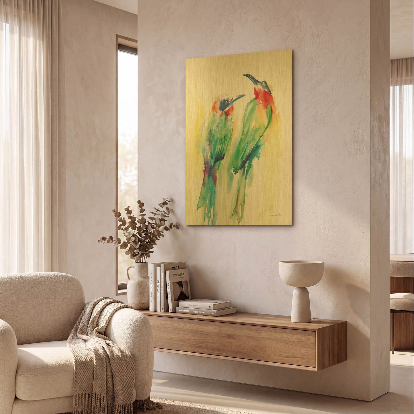 'Tropical Birds' By Alan Majchrowicz Gold Metal Wall Art