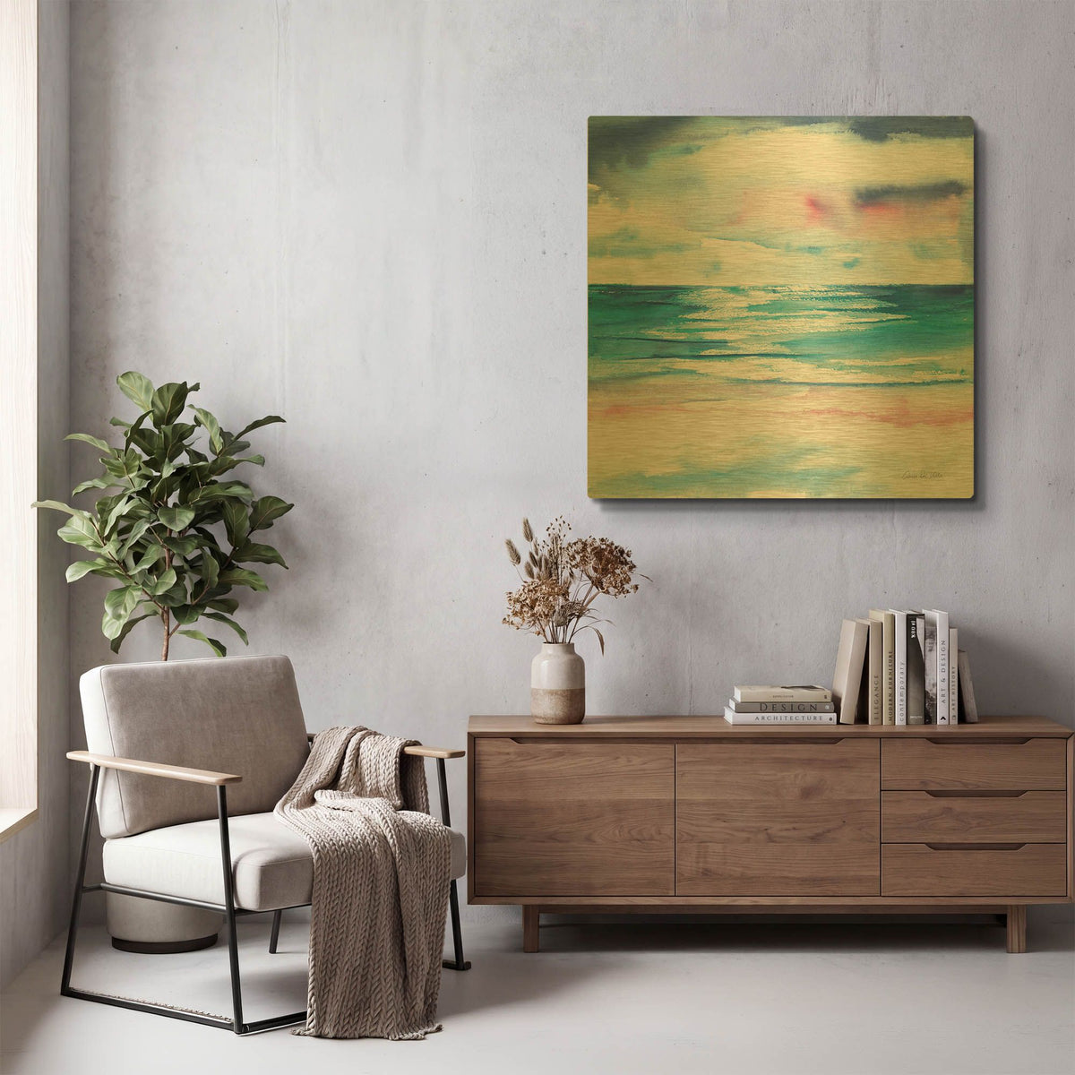 'Turquoise Sea I' By Alan Majchrowicz Gold Metal Wall Art