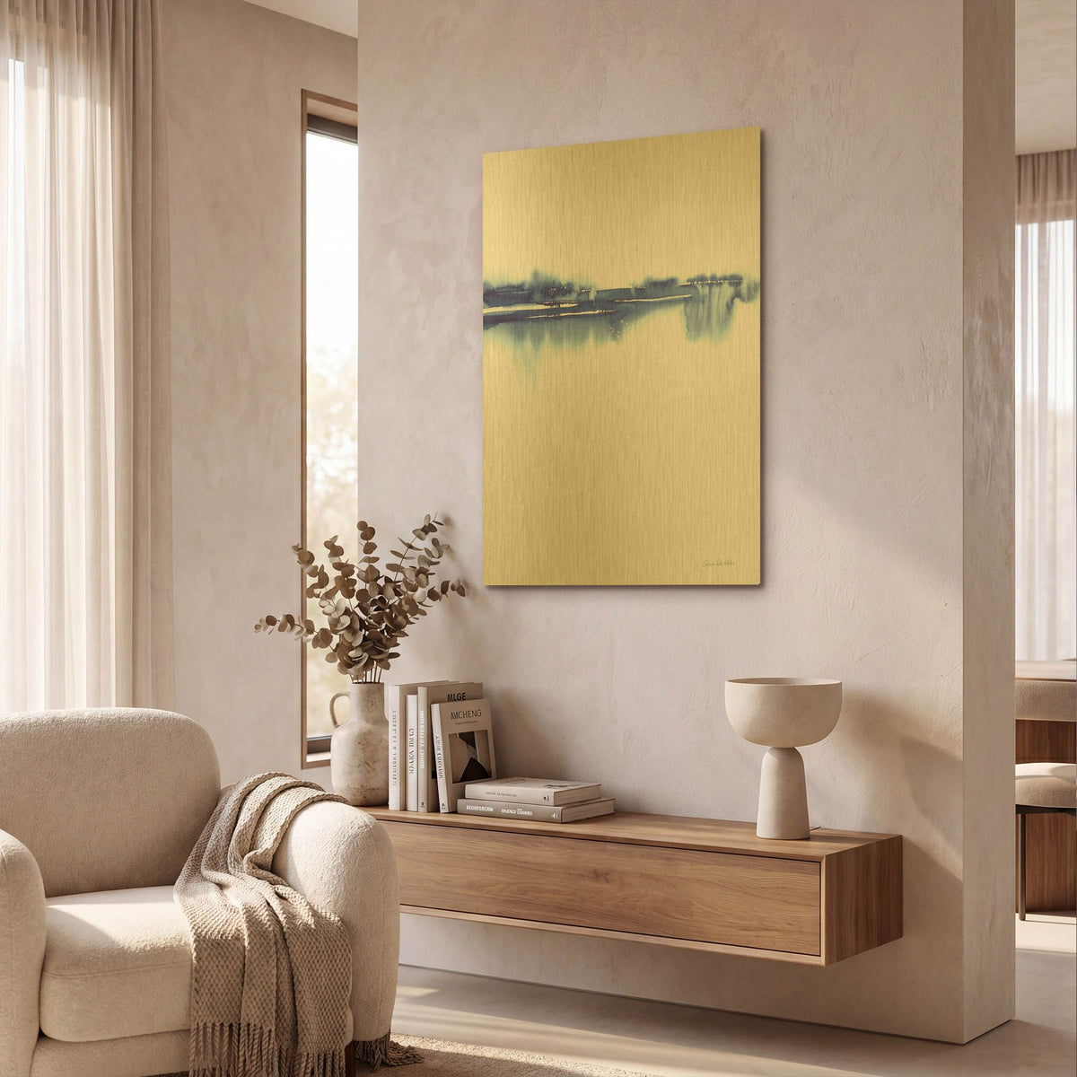 'Blue Horizon II' By Alan Majchrowicz Gold Metal Wall Art