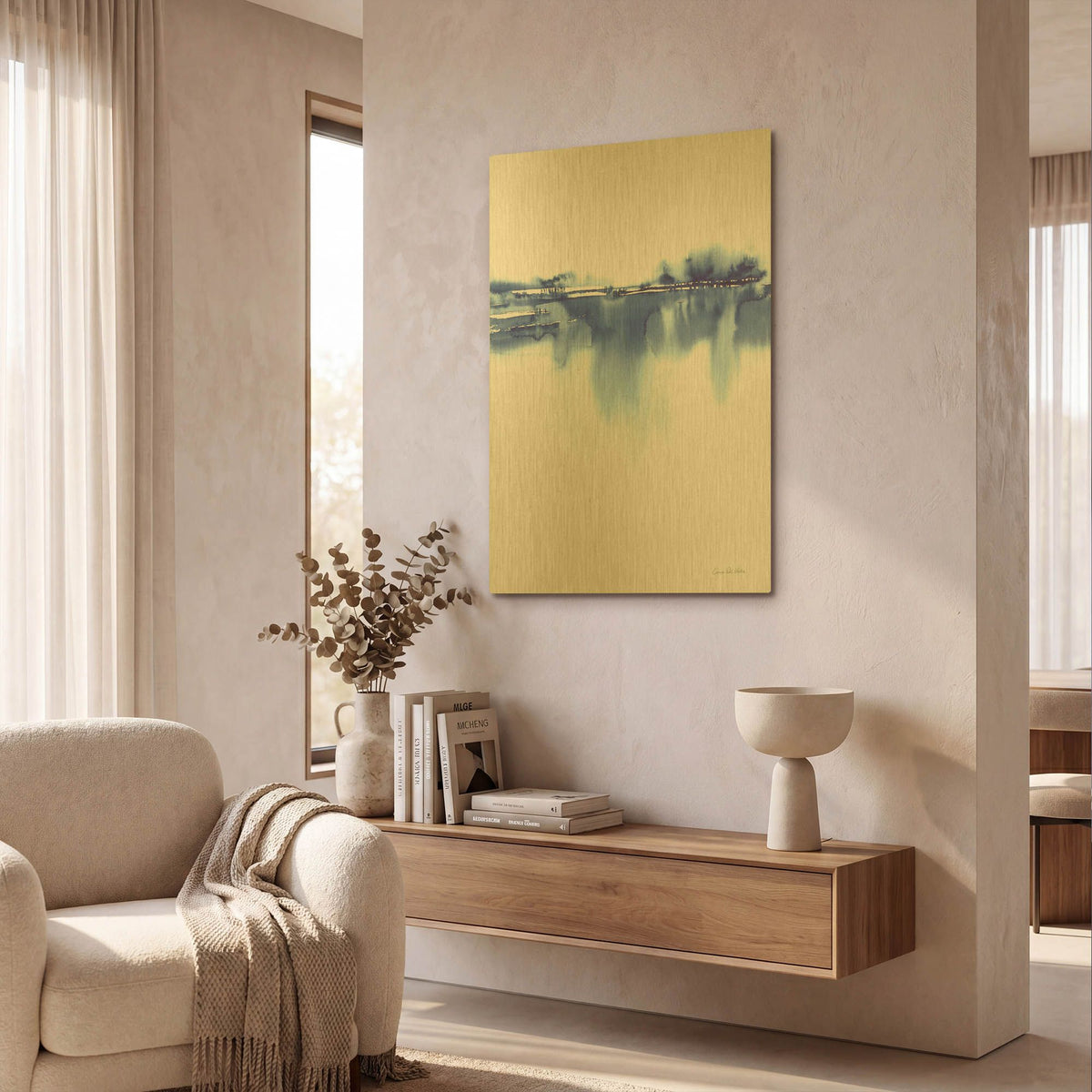 'Blue Horizon IV' By Alan Majchrowicz Gold Metal Wall Art