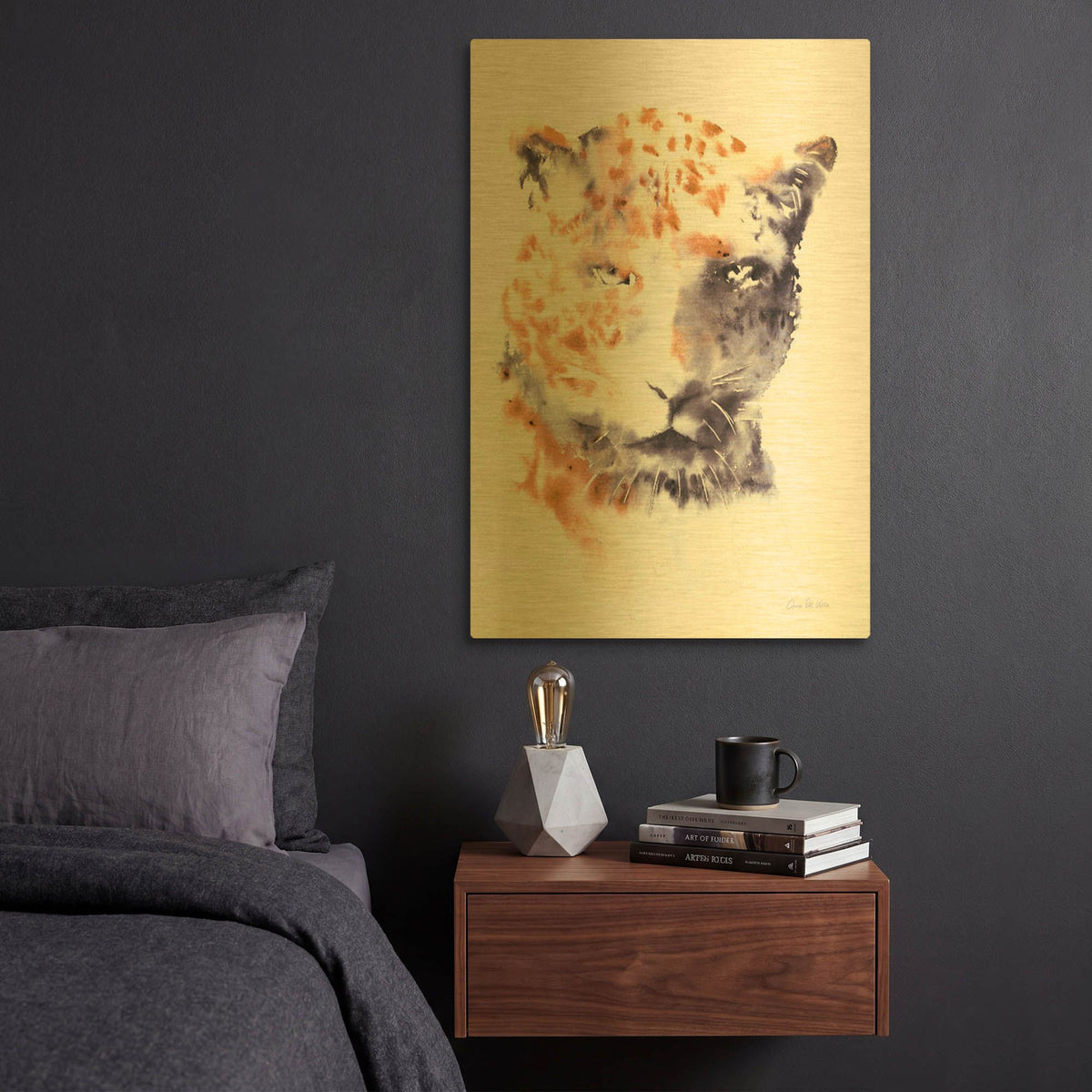 'Cheetah Neutral' By Alan Majchrowicz Gold Metal Wall Art