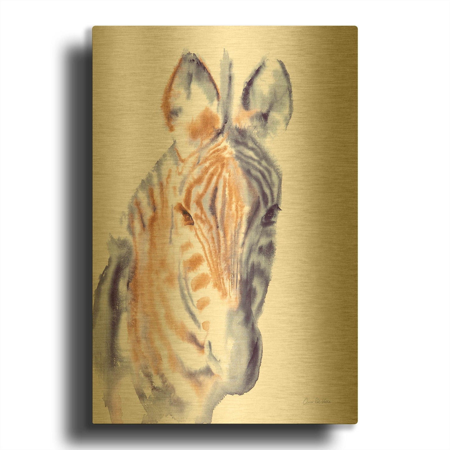 'Zebra Neutral' By Alan Majchrowicz Gold Metal Wall Art