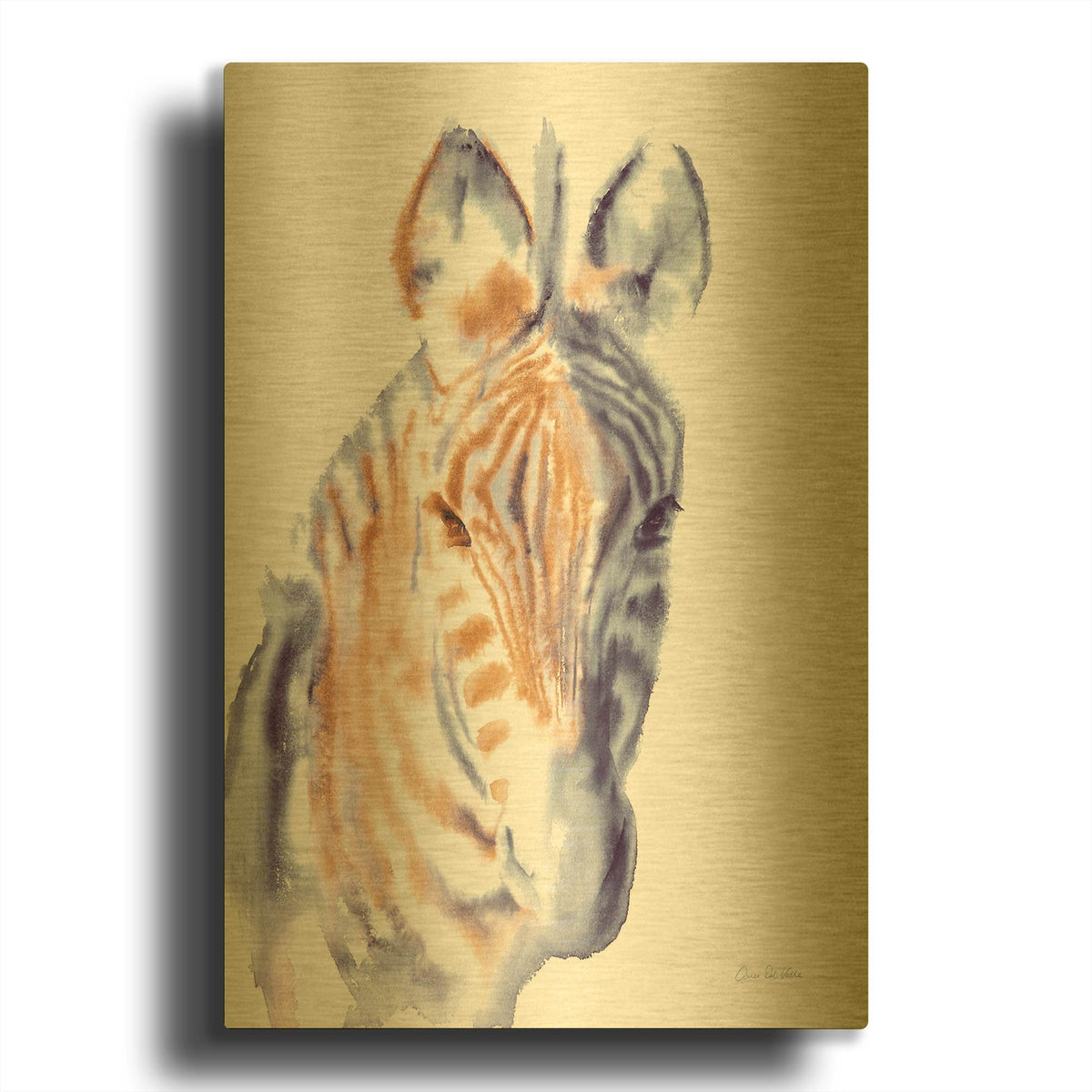 'Zebra Neutral' By Alan Majchrowicz Gold Metal Wall Art
