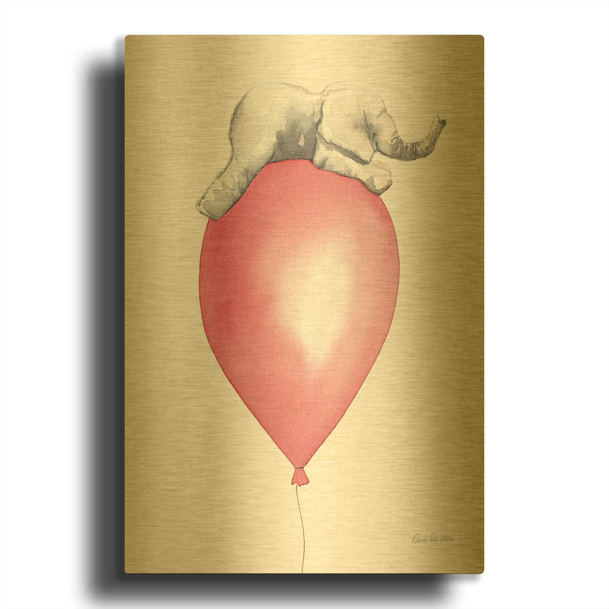 'Baby Elephant Love I' By Alan Majchrowicz Gold Metal Wall Art