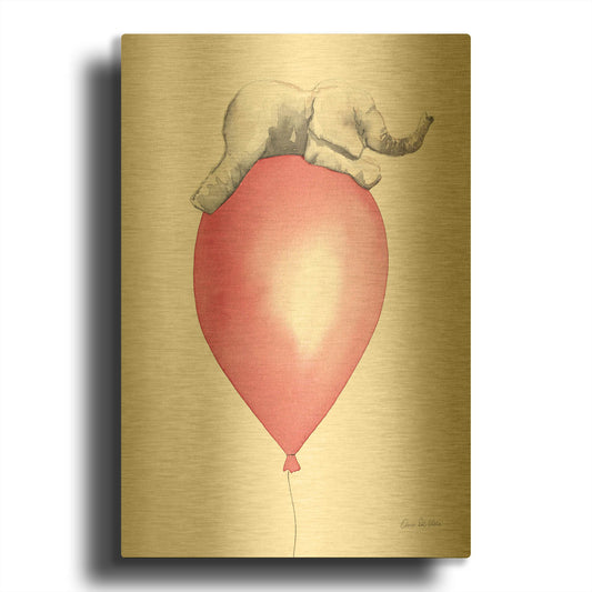 'Baby Elephant Love I' By Alan Majchrowicz Gold Metal Wall Art
