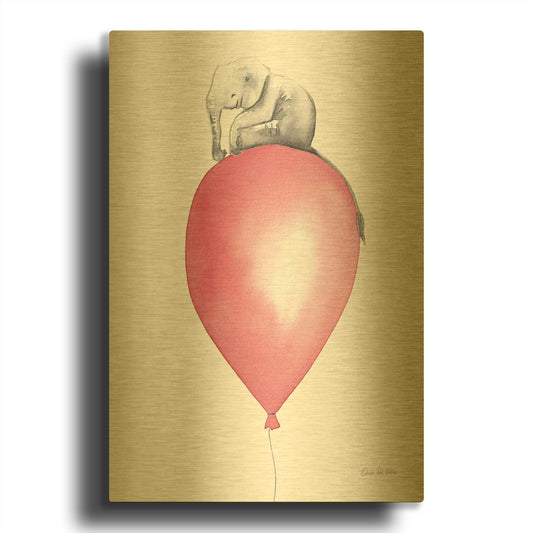 'Baby Elephant Love II' By Alan Majchrowicz Gold Metal Wall Art