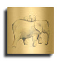 'Baby Elephant Love III' By Alan Majchrowicz Gold Metal Wall Art