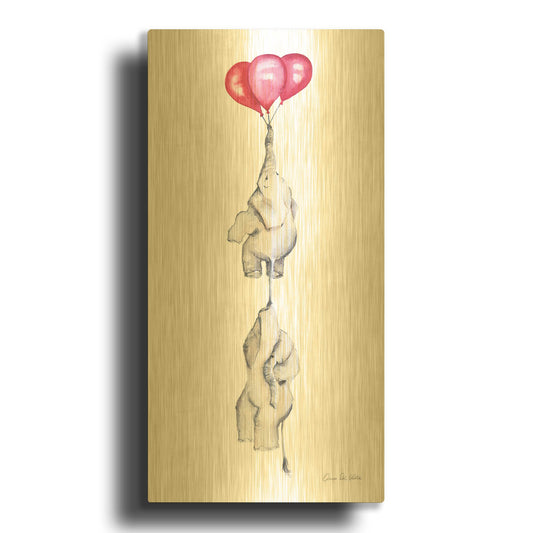 'Baby Elephant Love IV' By Alan Majchrowicz Gold Metal Wall Art