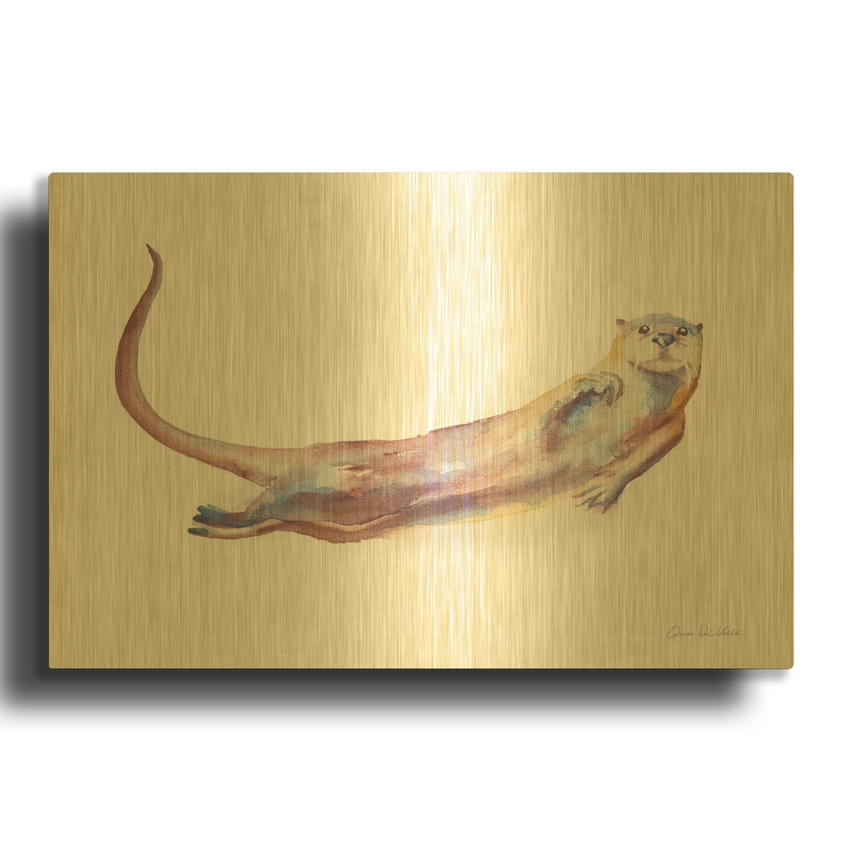 'Swimming Otter I' By Alan Majchrowicz Gold Metal Wall Art