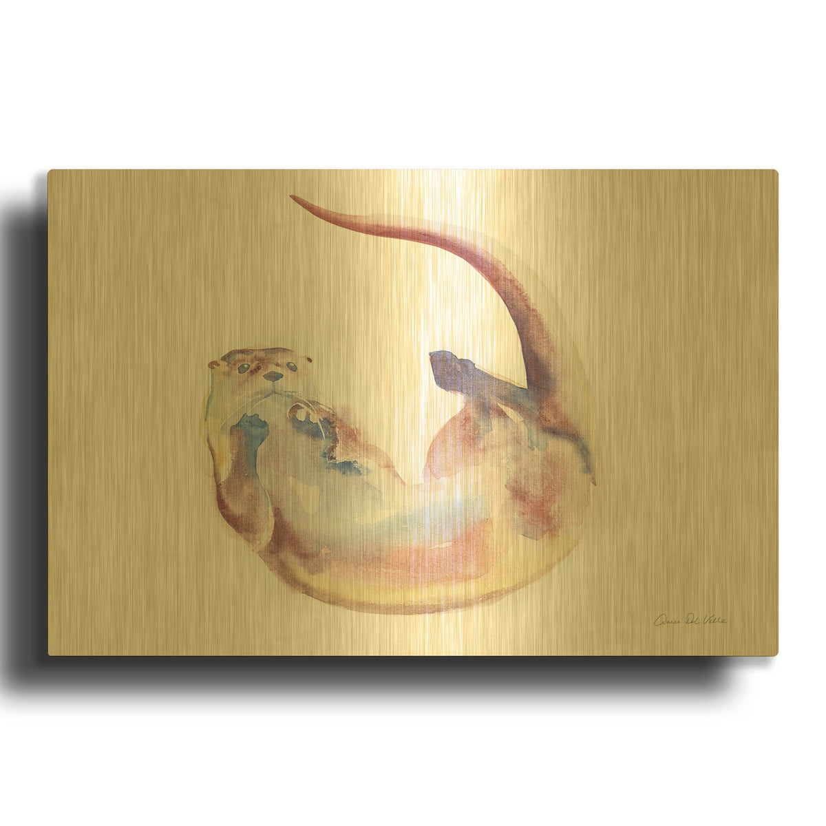 'Swimming Otter II' By Alan Majchrowicz Gold Metal Wall Art