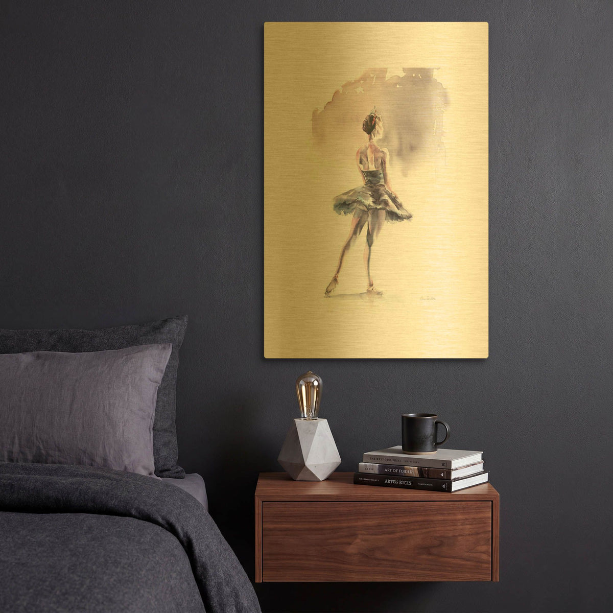 'Ballet I White Border' By Alan Majchrowicz Gold Metal Wall Art