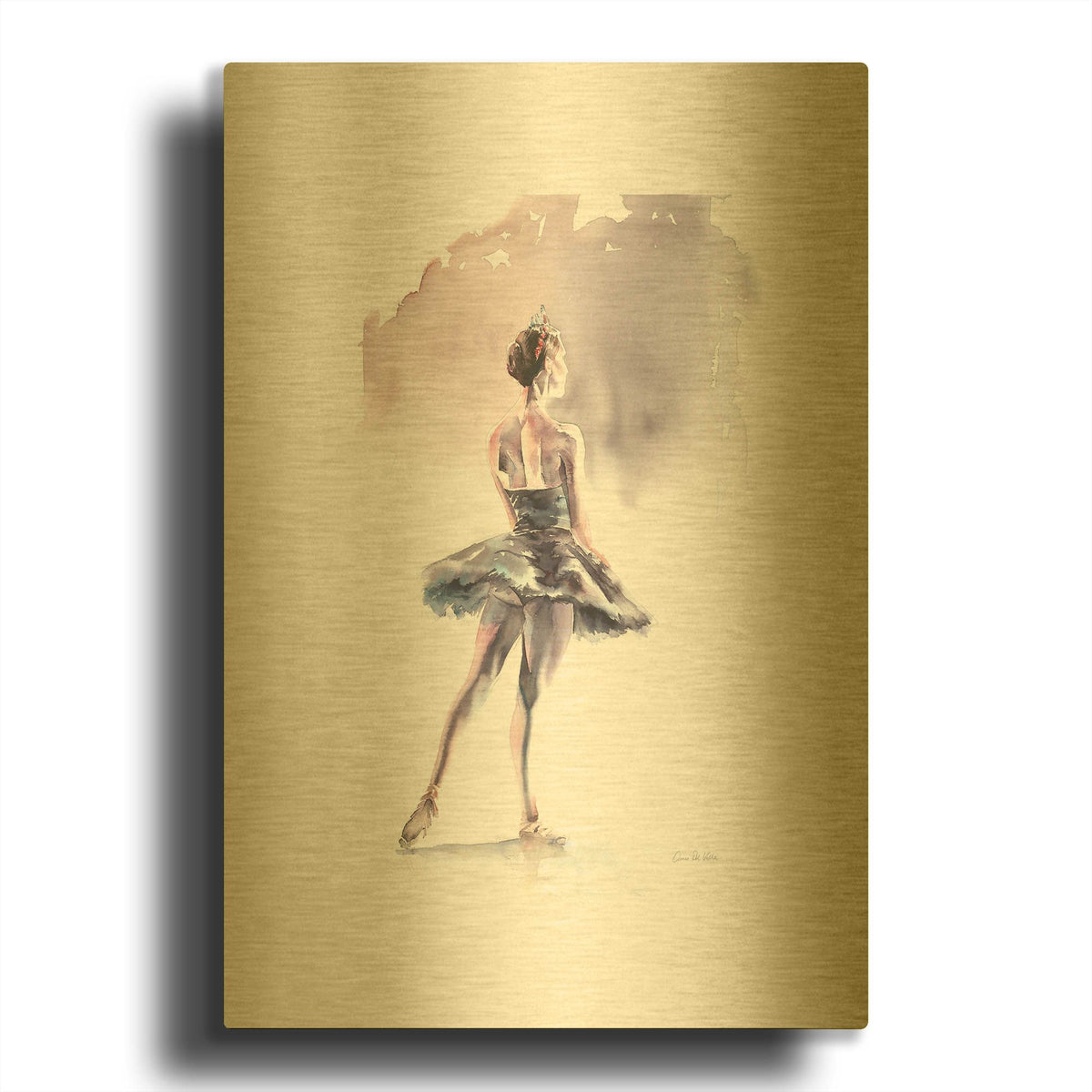 'Ballet I White Border' By Alan Majchrowicz Gold Metal Wall Art