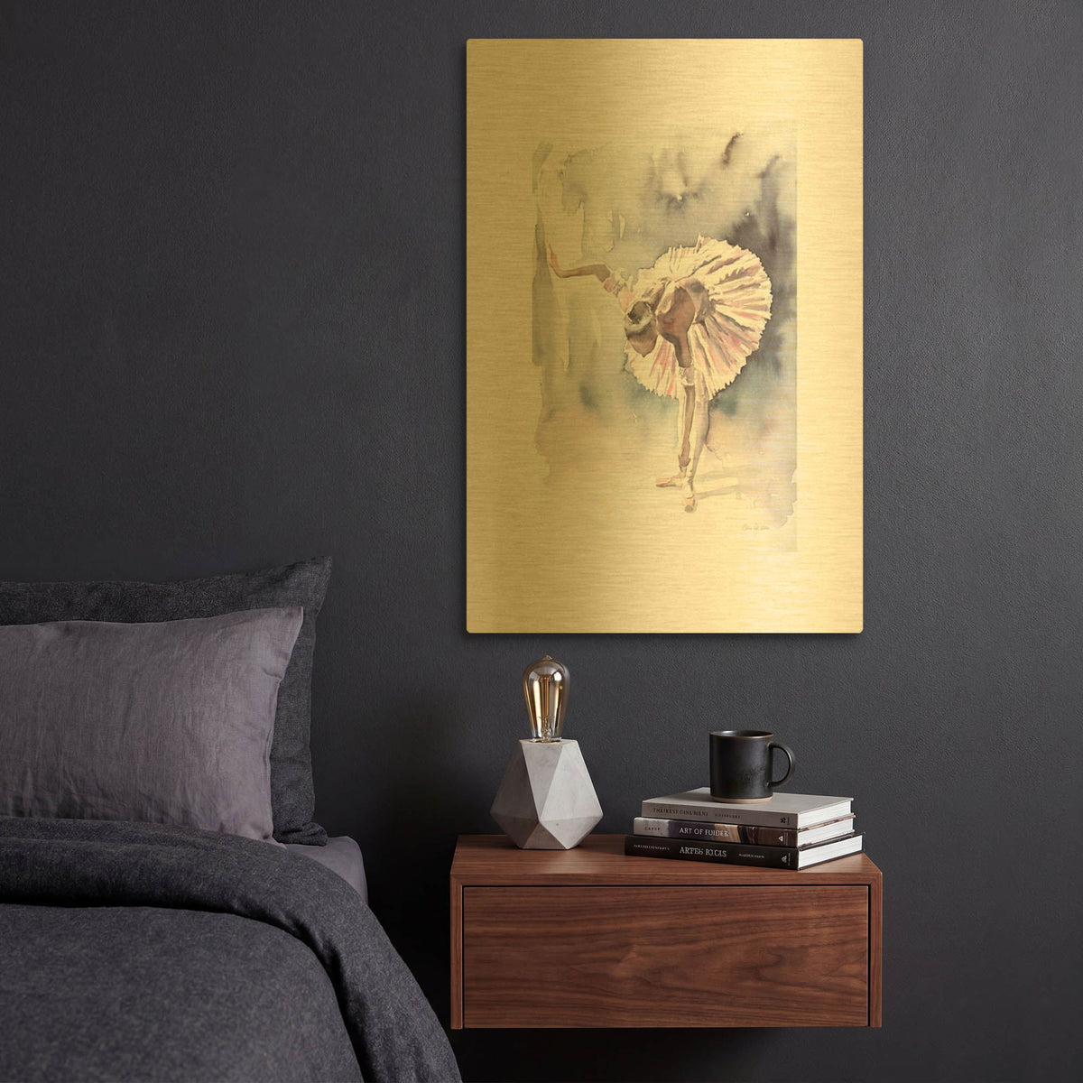 'Ballet VI White Border' By Alan Majchrowicz Gold Metal Wall Art