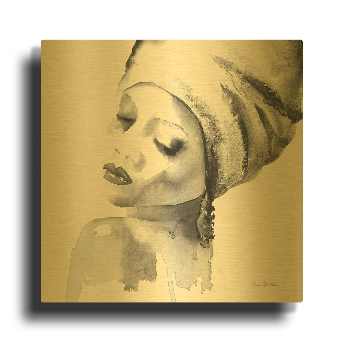 'Woman I Yellow' By Alan Majchrowicz Gold Metal Wall Art