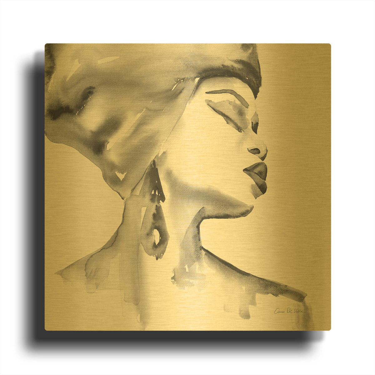'Woman III Yellow' By Alan Majchrowicz Gold Metal Wall Art
