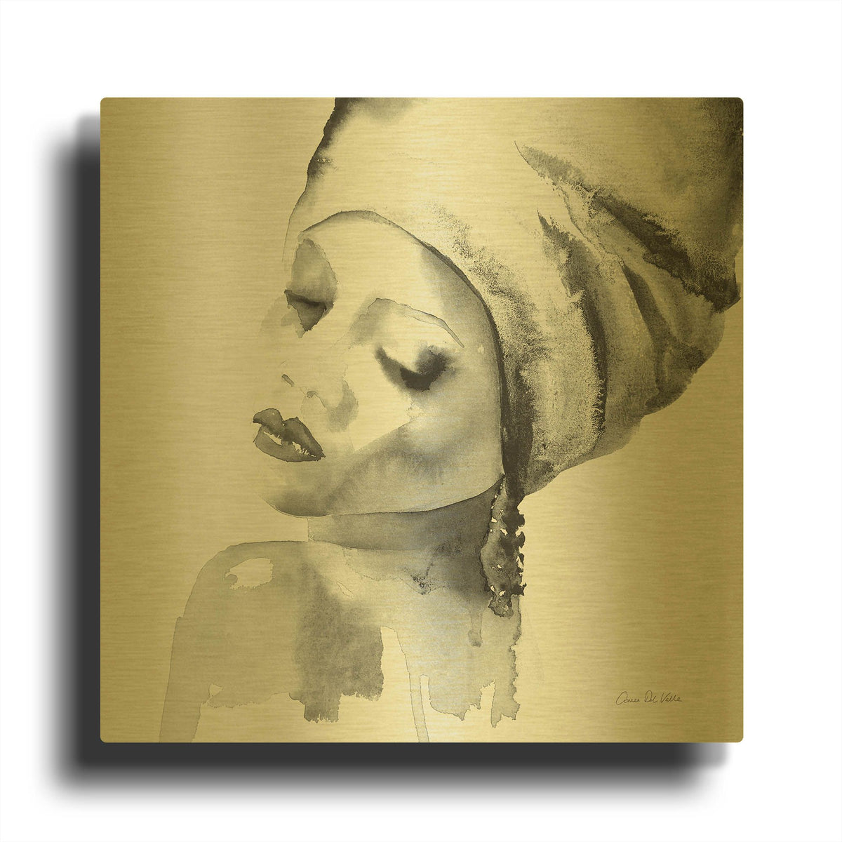 'Woman I Blue' By Alan Majchrowicz Gold Metal Wall Art