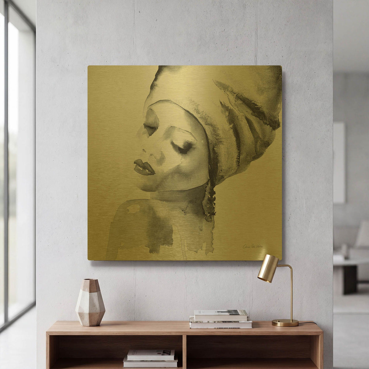 'Woman I Blue' By Alan Majchrowicz Gold Metal Wall Art