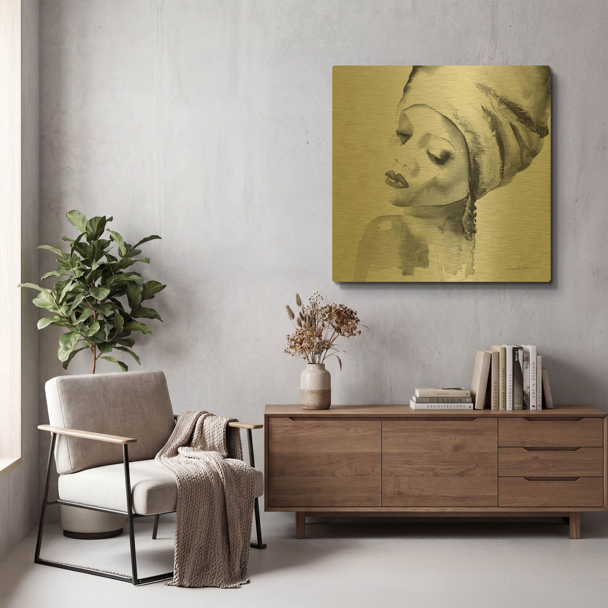 'Woman I Blue' By Alan Majchrowicz Gold Metal Wall Art