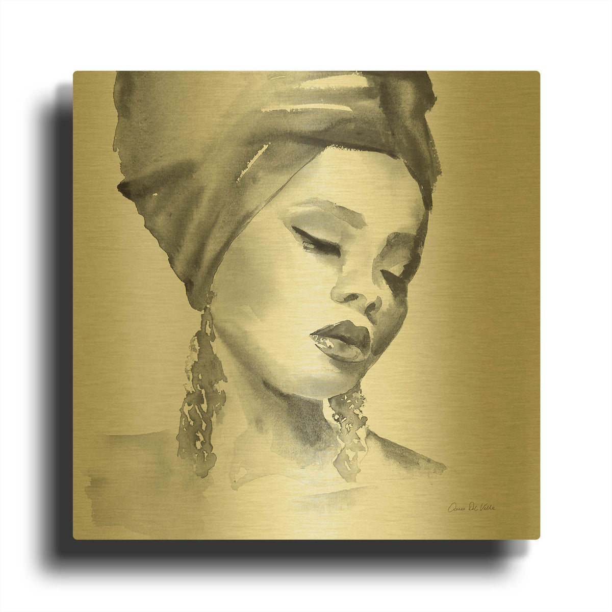 'Woman II Blue' By Alan Majchrowicz Gold Metal Wall Art
