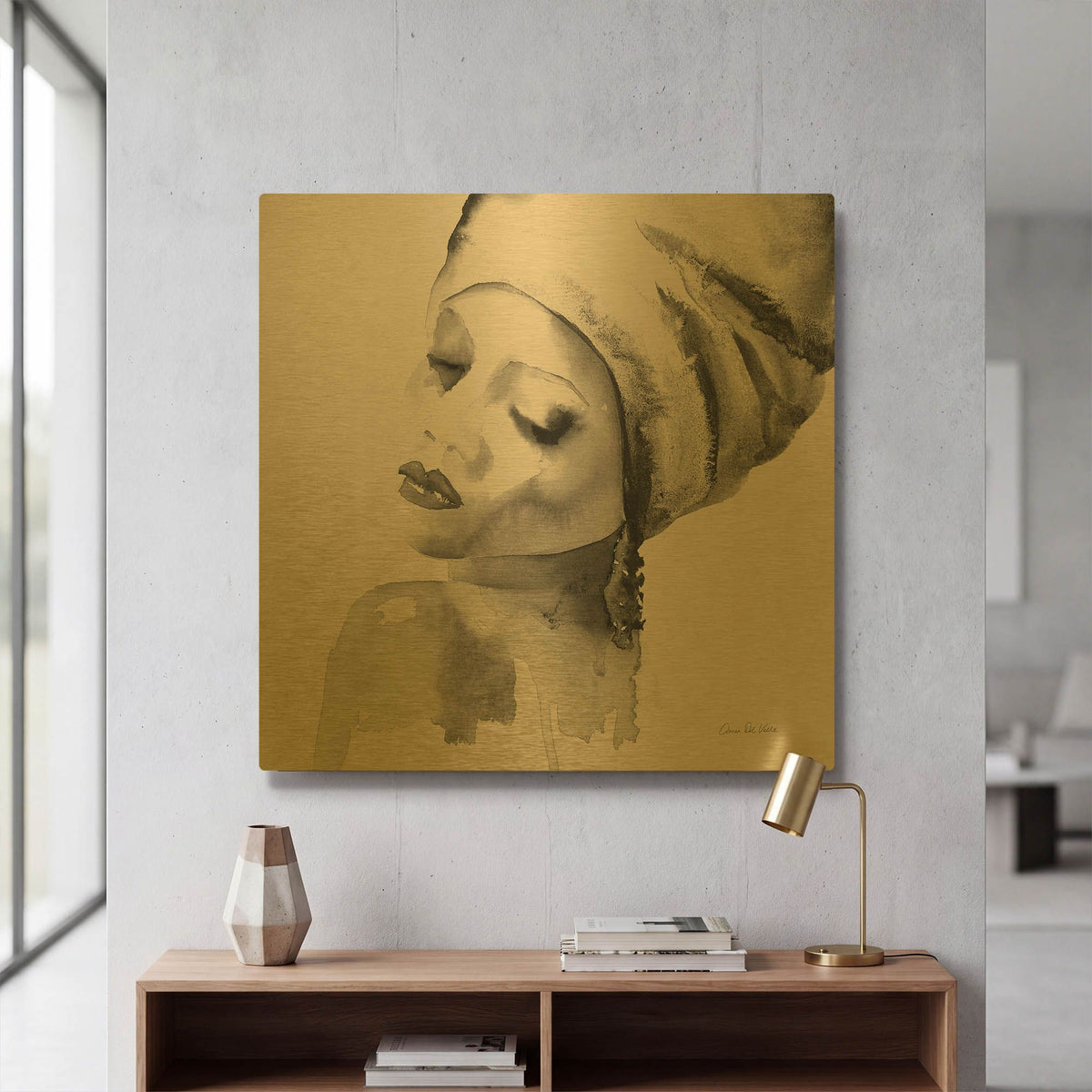 'Woman I Pink' By Alan Majchrowicz Gold Metal Wall Art