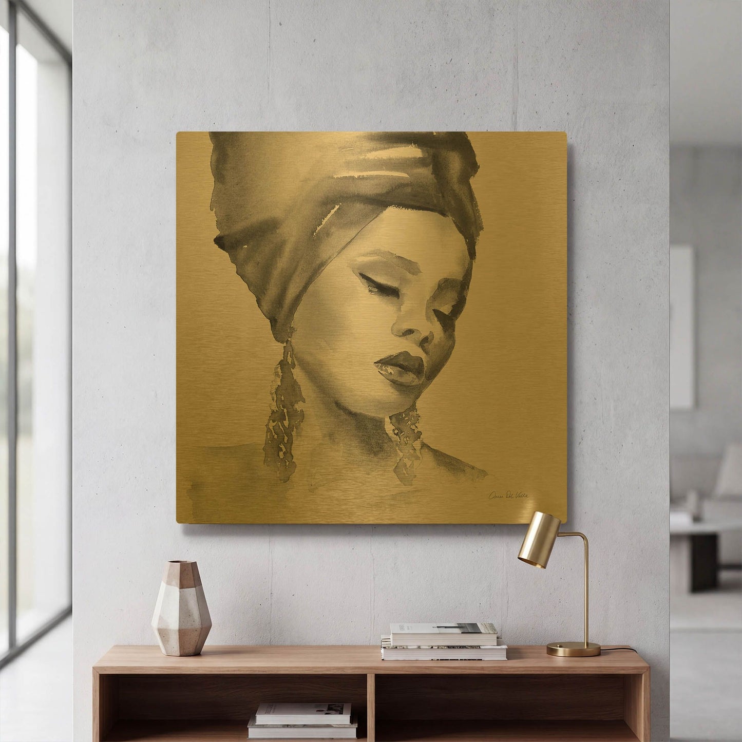 'Woman II Pink' By Alan Majchrowicz Gold Metal Wall Art