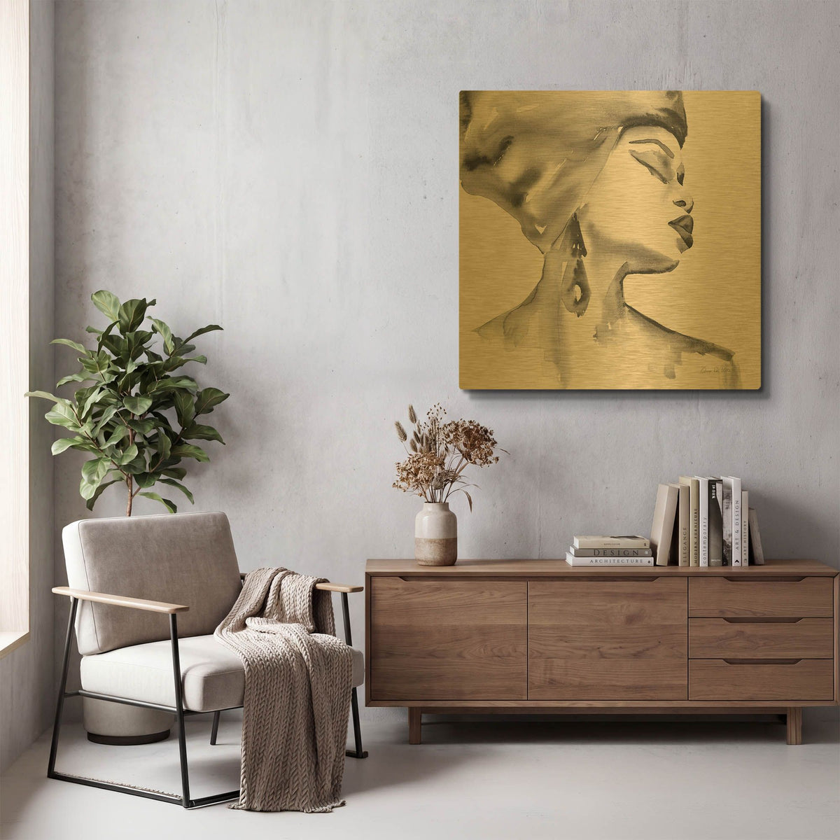 'Woman III Pink' By Alan Majchrowicz Gold Metal Wall Art