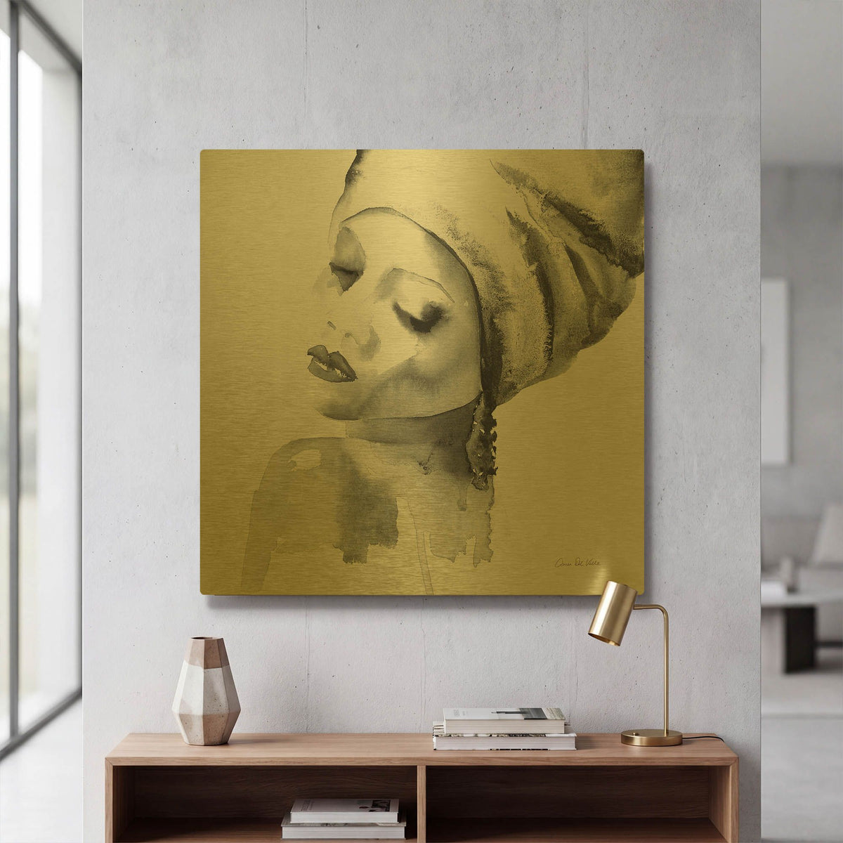 'Woman I Green' By Alan Majchrowicz Gold Metal Wall Art