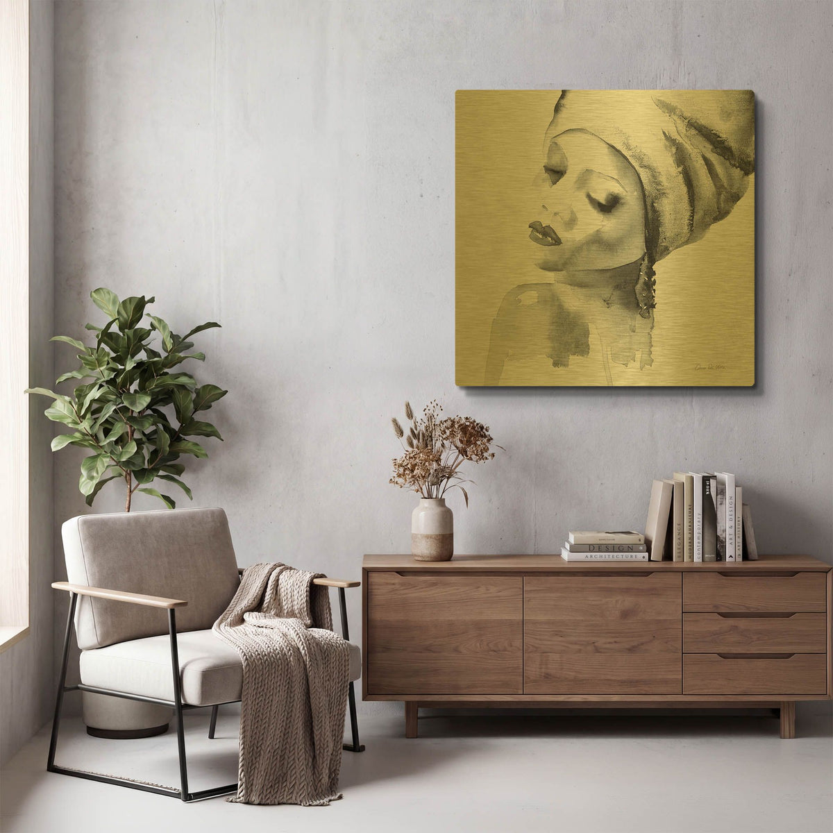 'Woman I Green' By Alan Majchrowicz Gold Metal Wall Art