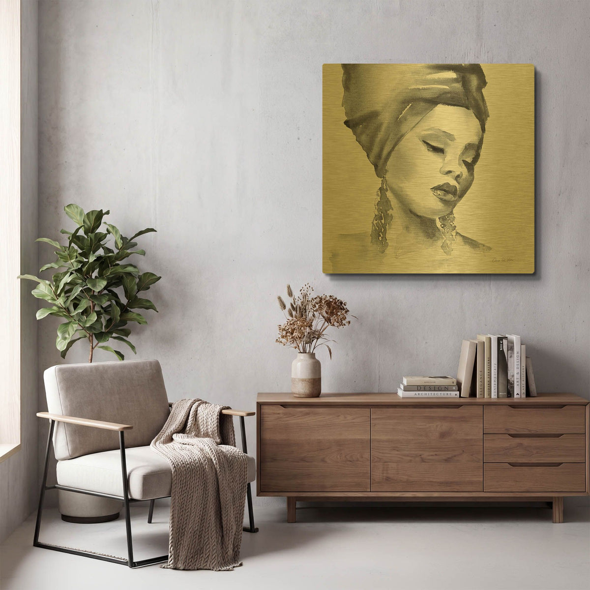 'Woman II Green' By Alan Majchrowicz Gold Metal Wall Art