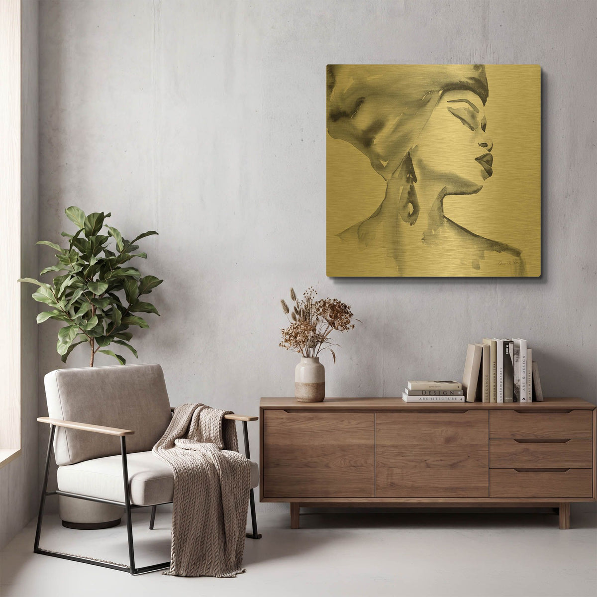 'Woman III Green' By Alan Majchrowicz Gold Metal Wall Art