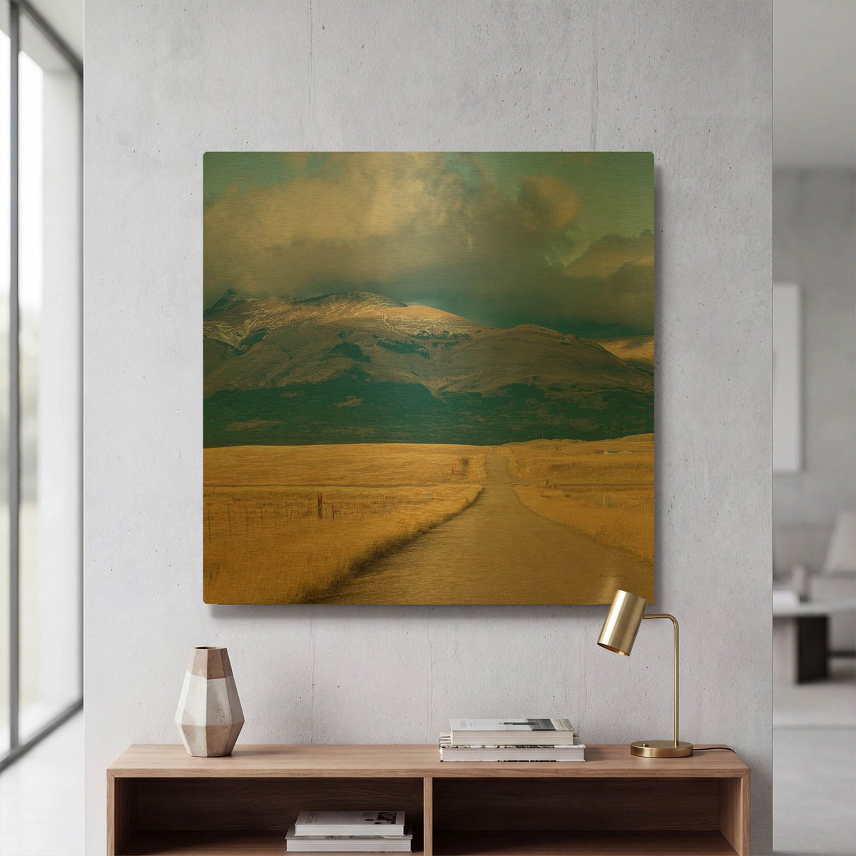 'Crossroads In Color Crop' By Alan Majchrowicz Gold Metal Wall Art