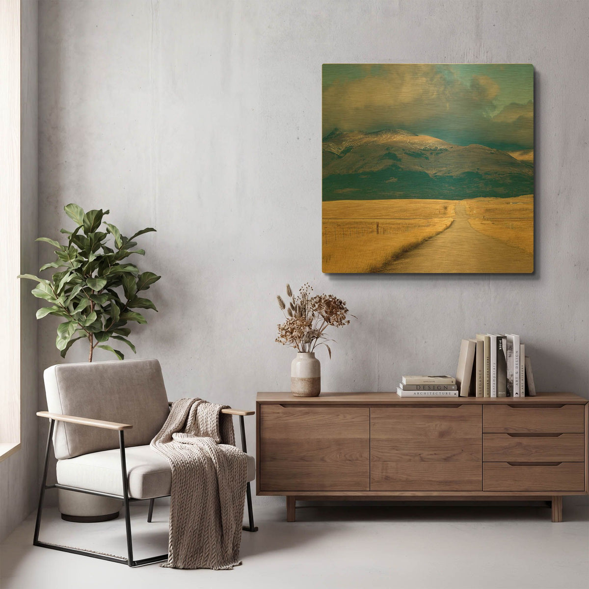 'Crossroads In Color Crop' By Alan Majchrowicz Gold Metal Wall Art