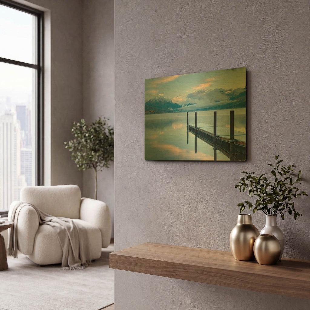 'Lake Mcdonald Dock' By Alan Majchrowicz Gold Metal Wall Art