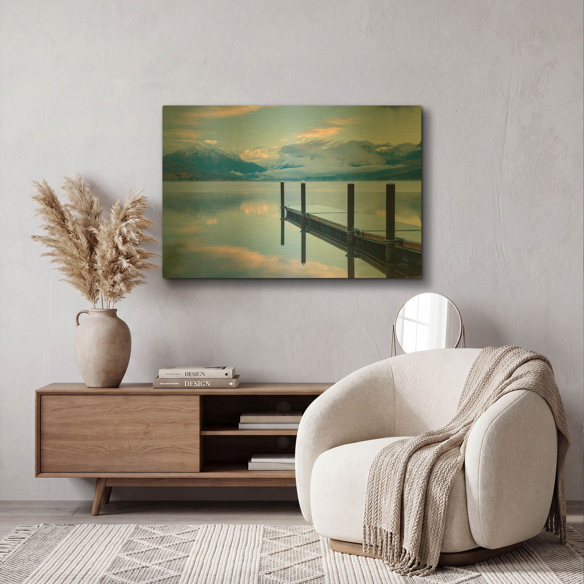 'Lake Mcdonald Dock' By Alan Majchrowicz Gold Metal Wall Art