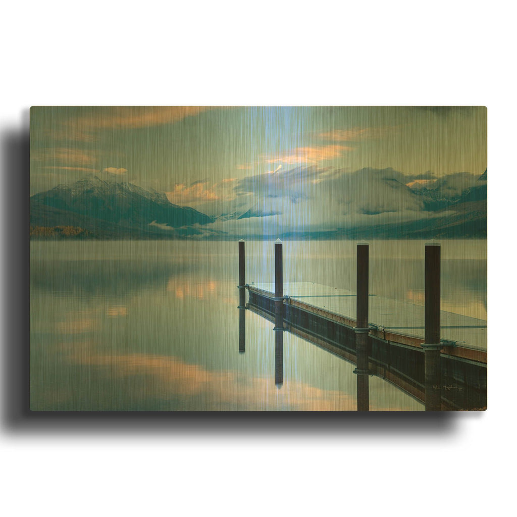 'Lake Mcdonald Dock' By Alan Majchrowicz Gold Metal Wall Art
