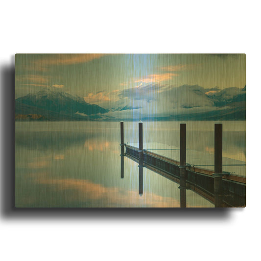 'Lake Mcdonald Dock' By Alan Majchrowicz Gold Metal Wall Art