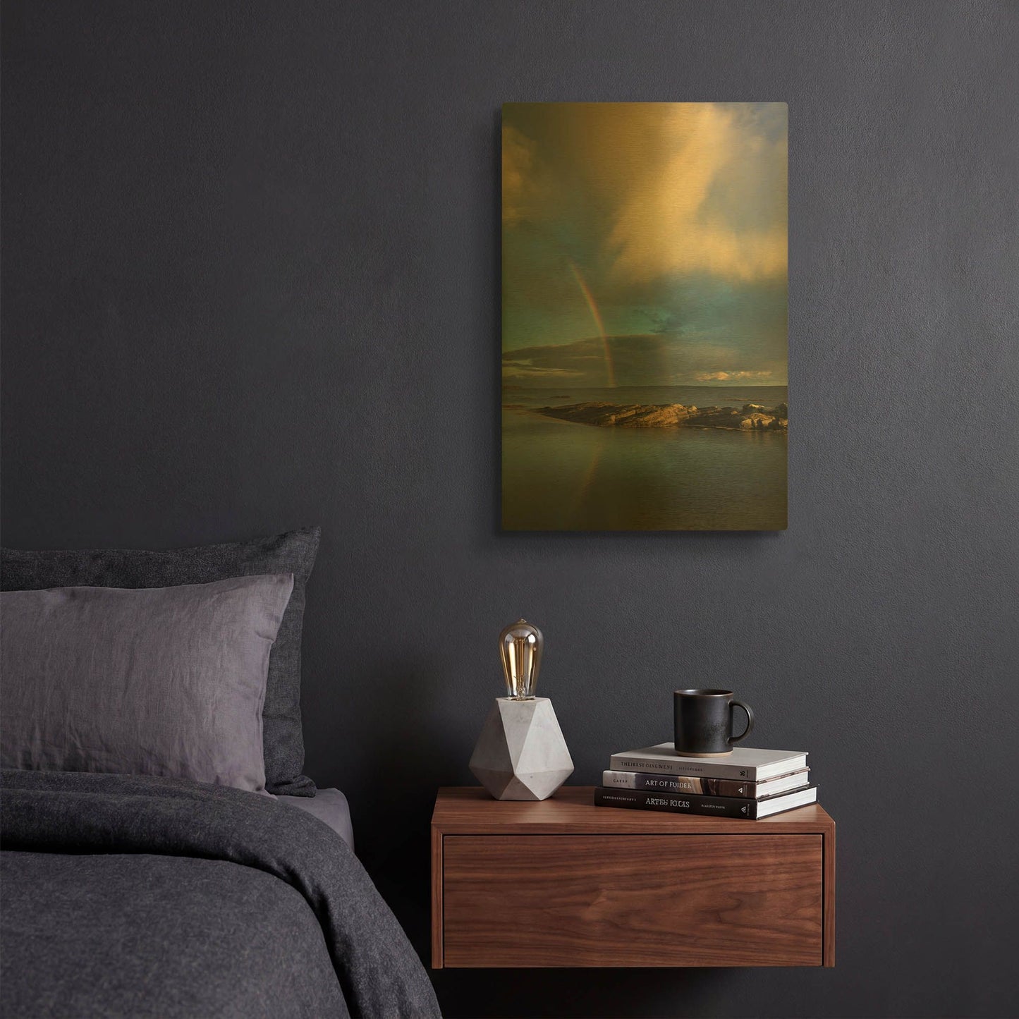 'Blue Rocks' By Alan Majchrowicz Gold Metal Wall Art