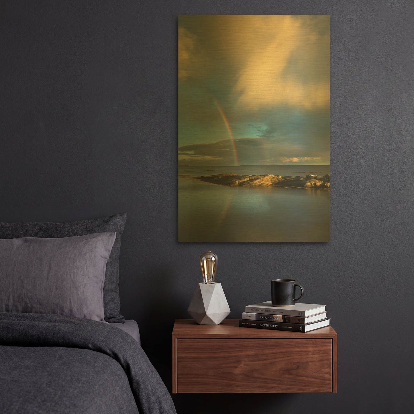 'Blue Rocks' By Alan Majchrowicz Gold Metal Wall Art