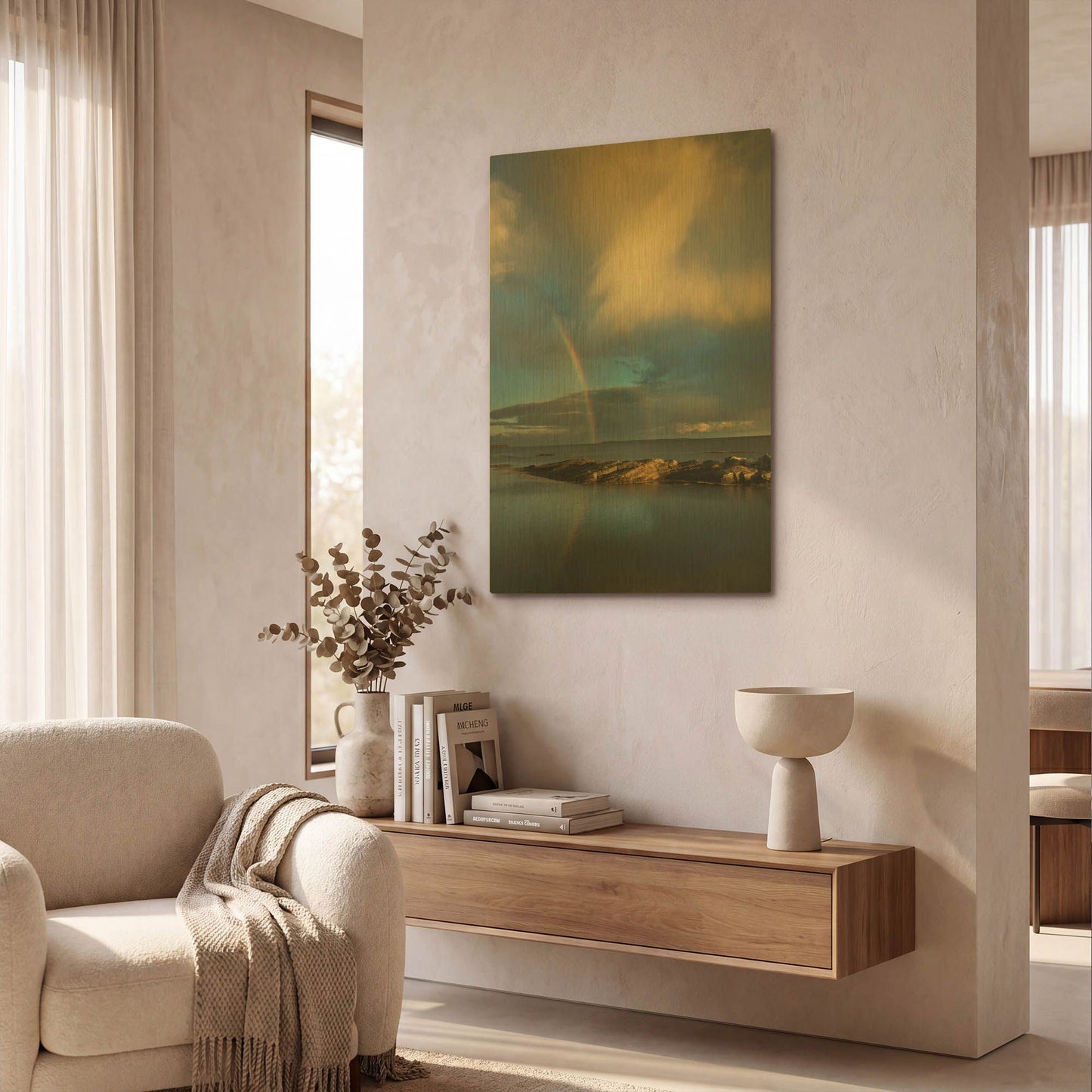 'Blue Rocks' By Alan Majchrowicz Gold Metal Wall Art