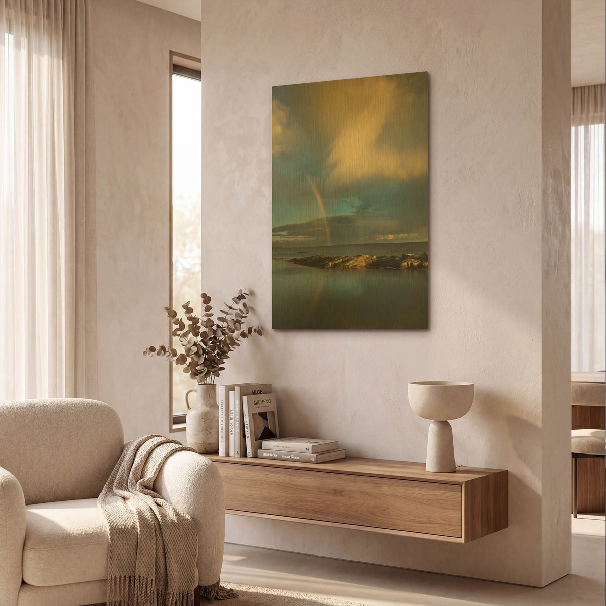 'Blue Rocks' By Alan Majchrowicz Gold Metal Wall Art