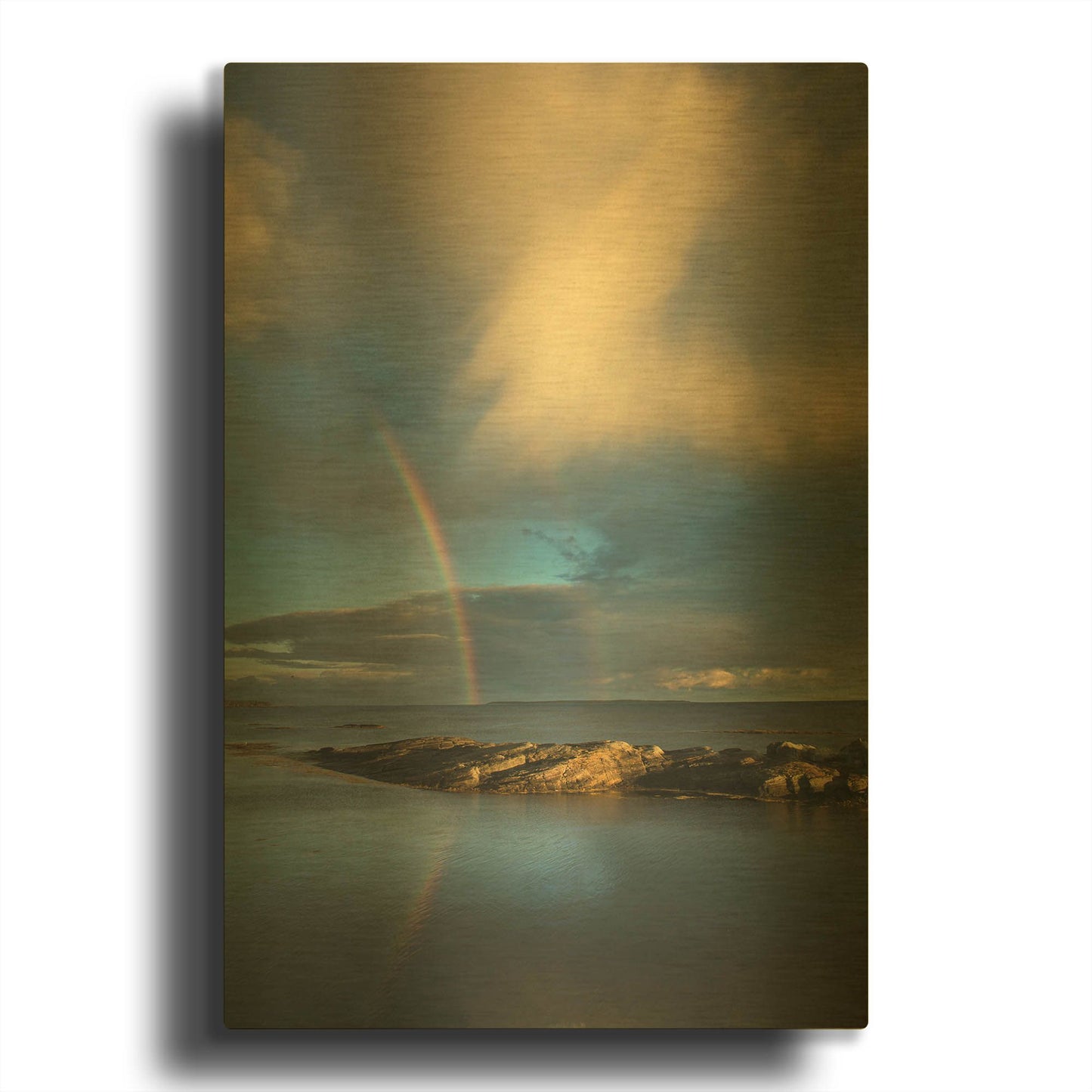 'Blue Rocks' By Alan Majchrowicz Gold Metal Wall Art