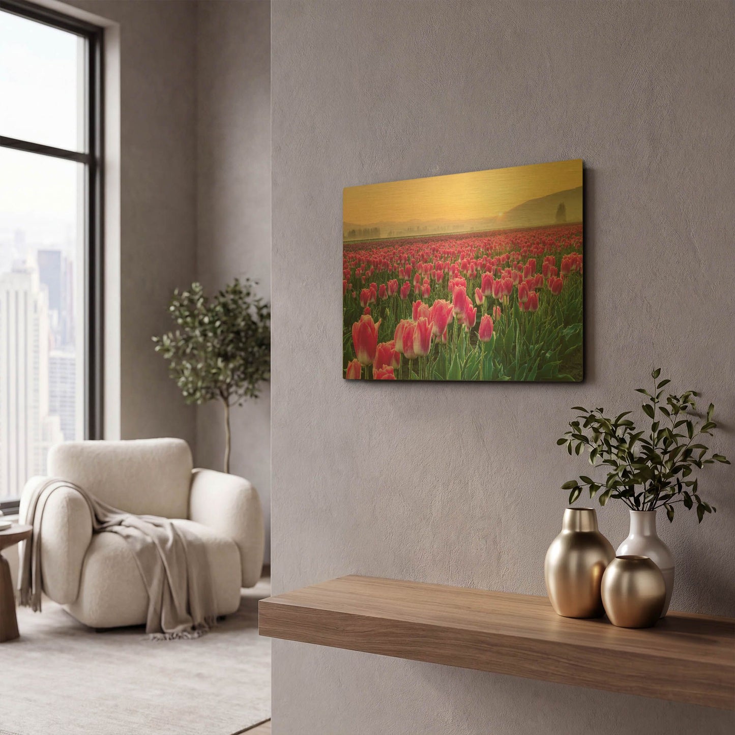 'Skagit Valley Tulips I' By Alan Majchrowicz Gold Metal Wall Art