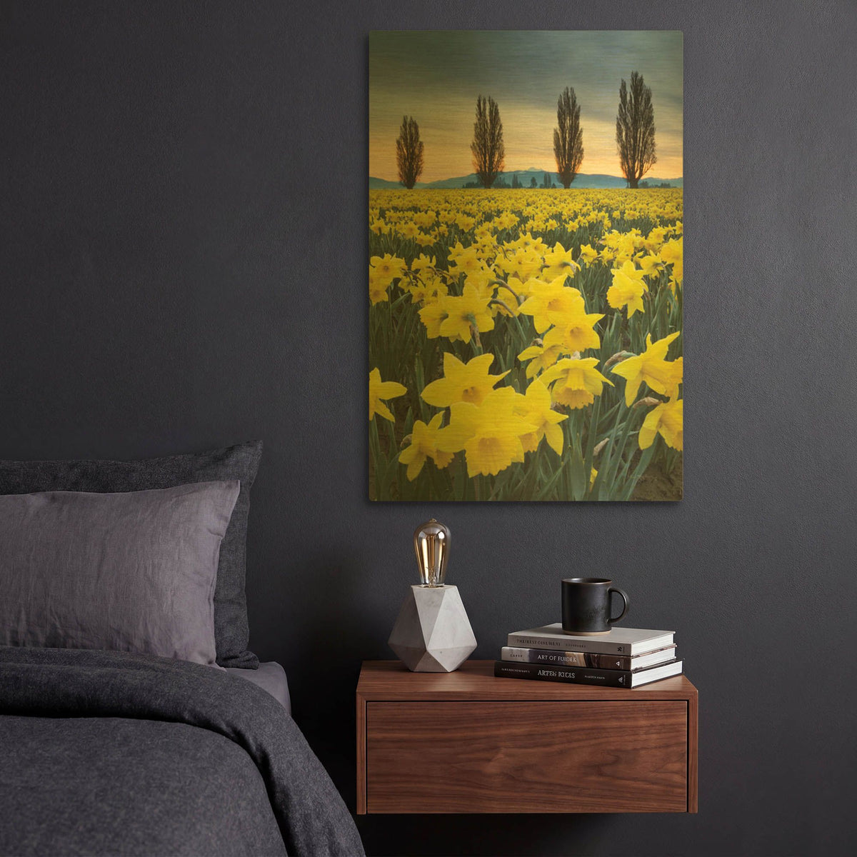 'Skagit Valley Daffodils I' By Alan Majchrowicz Gold Metal Wall Art