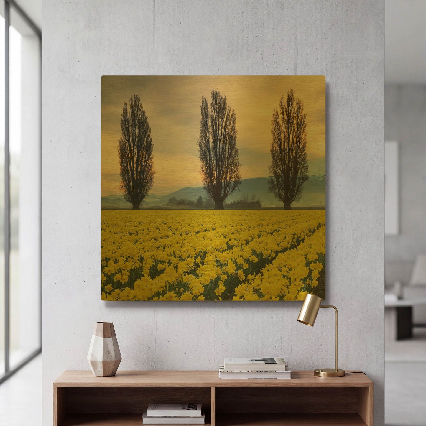 'Skagit Valley Daffodils II' By Alan Majchrowicz Gold Metal Wall Art