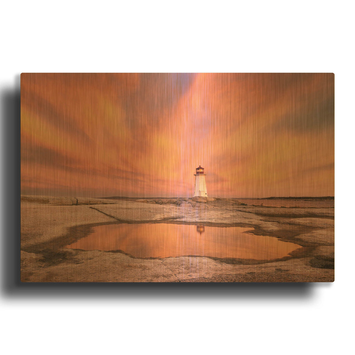 'Peggys Cove Nova Scotia Crop' By Alan Majchrowicz Gold Metal Wall Art